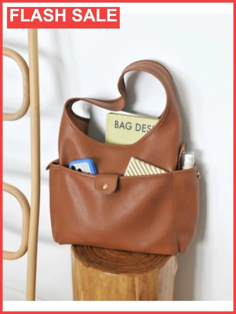 Soft Faux Leather Hobo Shoulder Bag Multi-Pocket Everyday Purse